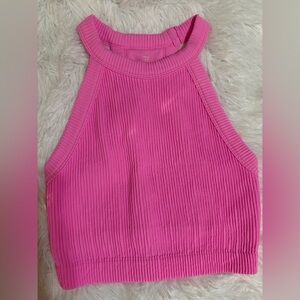 Aerie Bright Pink Ribbed Crop Top